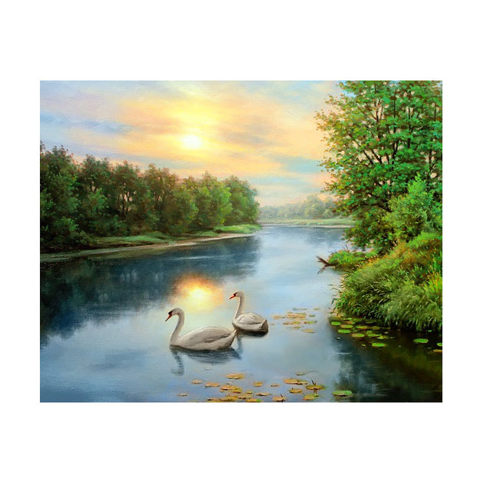 Diamond Painting Kit - SWANS AT DAWN 50*40 CM WD2607