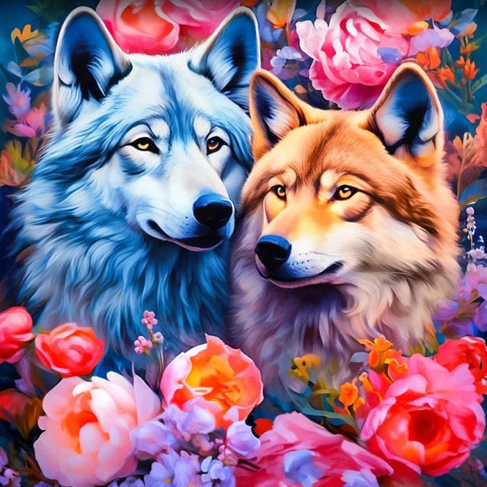 Diamond Painting Kit - "A COUPLE OF WOLVES" 40X40 CM WD3076