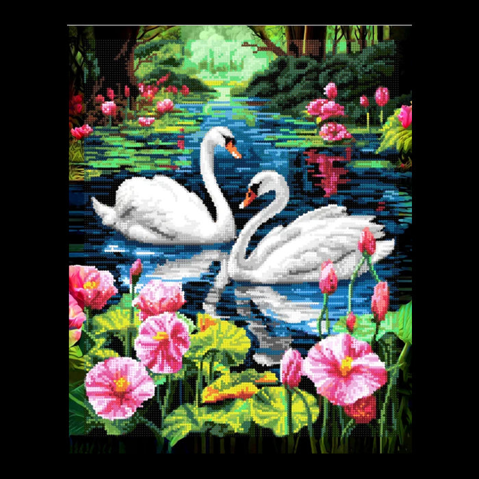 DIAMOND PAINTING WITH SUBFRAME "SWANS" 30X40 CM VA809
