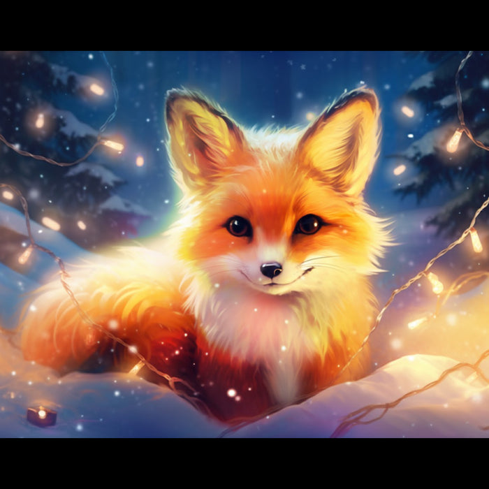 DIAMOND PAINTING WITH SUBFRAME FOX IN THE LIGHTS 30X40 CM VA827