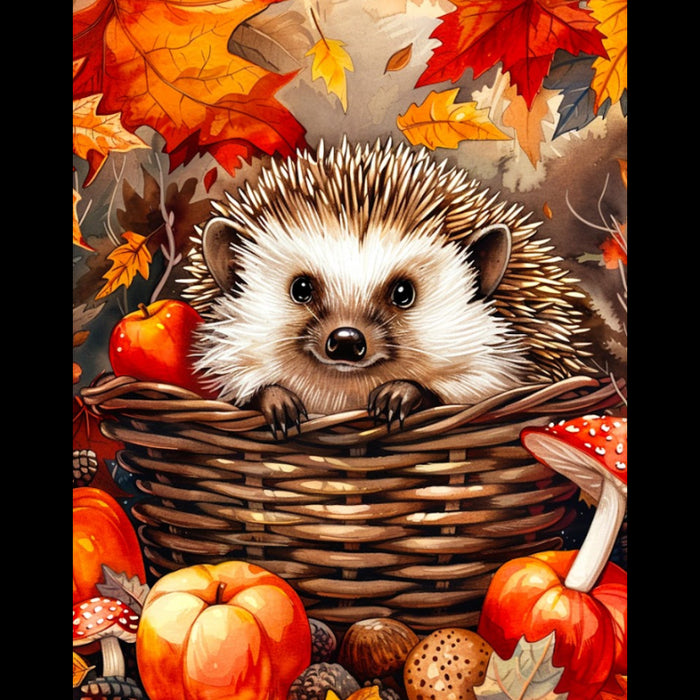 DIAMOND PAINTING WITH SUBFRAME HEDGEHOG IN MUSHROOMS 30X40 CM VA813