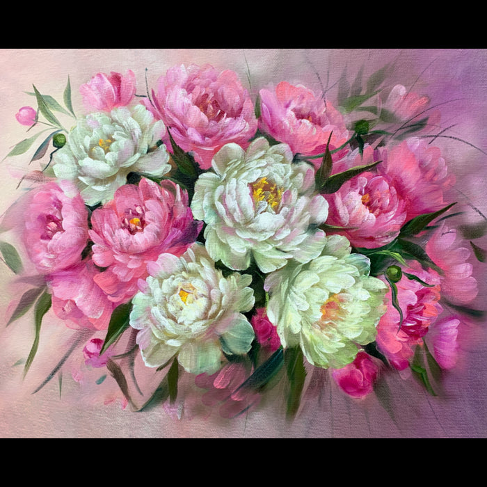 DIAMOND PAINTING WITH SUBFRAME PEONIES 30X40 CM VA812