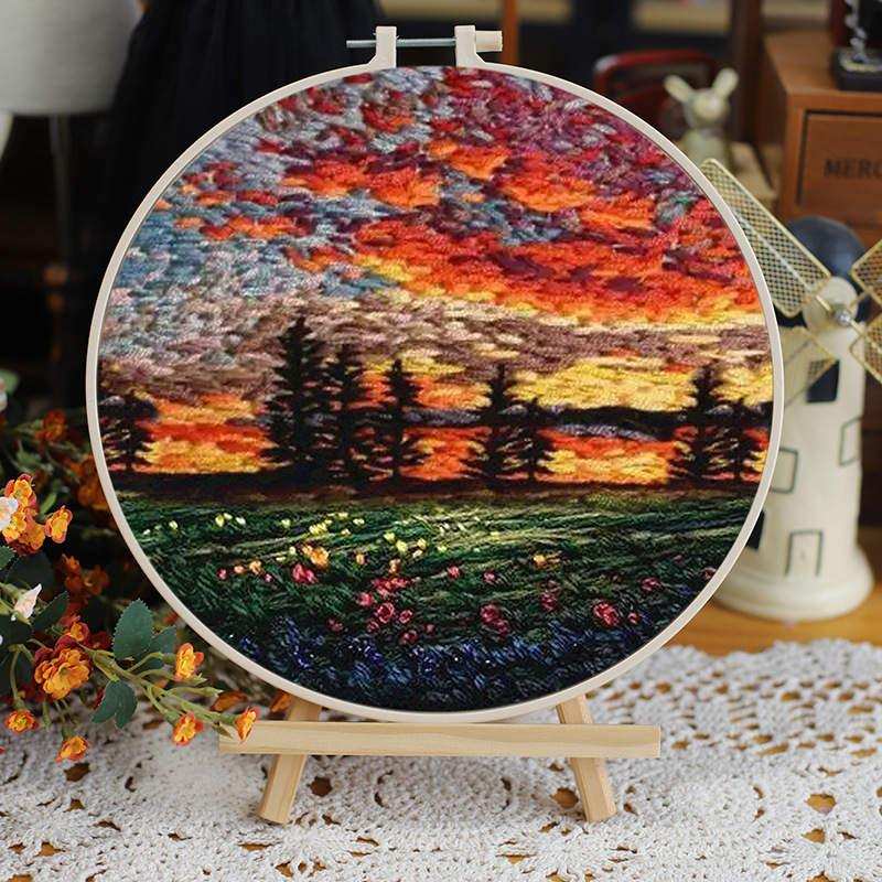 DIY Embroidery Kit, Long Stitch Kit HobbyJobby - Sunset on the fields HobbyJobby Long Stitch Kit - HobbyJobby