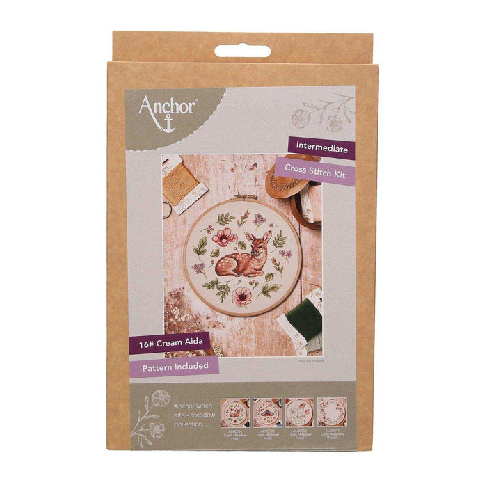 Fawn Cross Stitch Kit from The Anchor Linen Meadow Collection ALXE001 , Deer Kit Anchor Cross Stitch Kits - HobbyJobby
