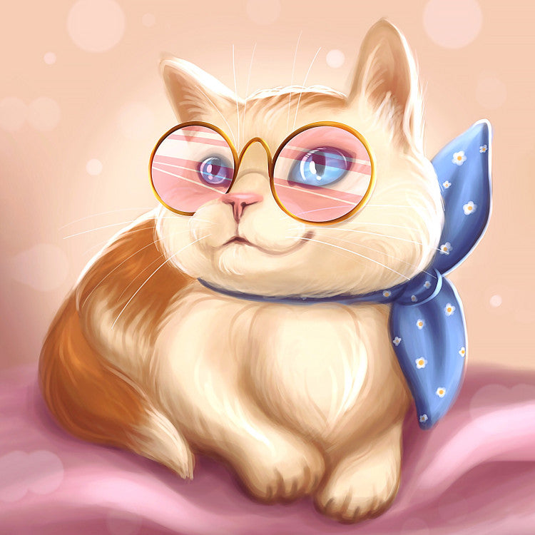 Diamond Painting Kit - FLUFFY KITTY 38*38 CM WD2450