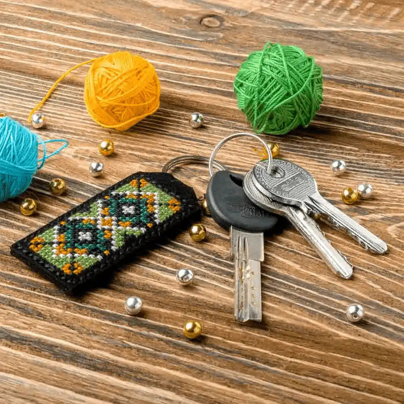 Key Chain Needlecraft Kit - Cross Stitch Kit on Leather Wonderland Crafts Key-Chain Kit - HobbyJobby