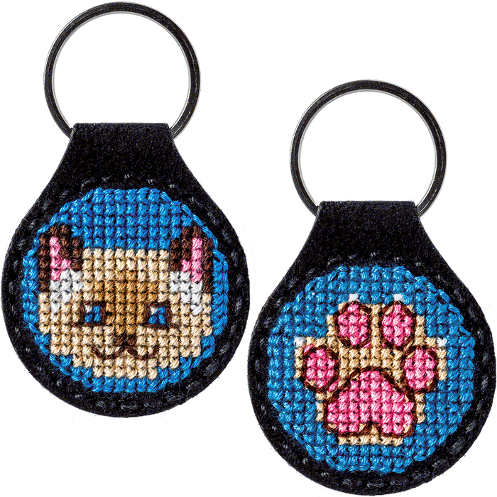 Key Chain Needlecraft Kit - Cross Stitch Kit on Leather Wonderland Crafts Key-Chain Kit - HobbyJobby