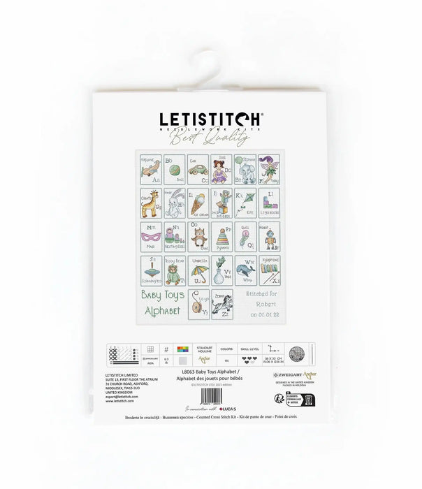 LetiStitch Cross Stitch Kit - Baby Toys Alphabet, L8063 Cross Stitch Kits - HobbyJobby