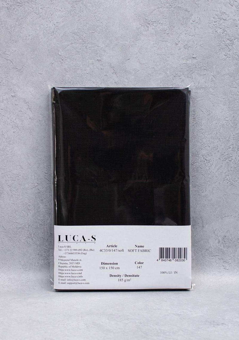Luca-S Natural Pure 100% Linen Soft Fabric Black Color Luca-S Linen Fabrics - HobbyJobby
