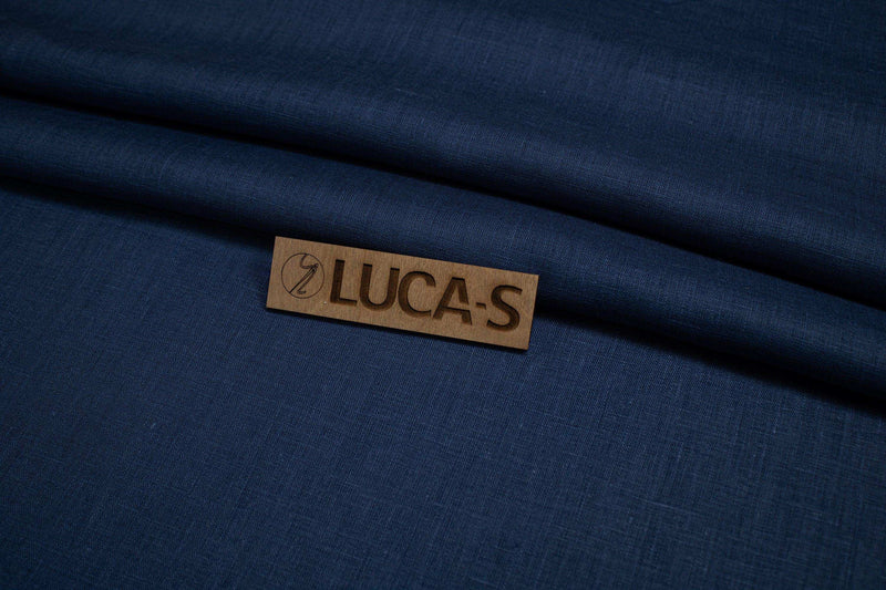 Luca-S Natural Pure 100% Linen Soft Fabric Navy Color Luca-S Linen Fabrics - HobbyJobby