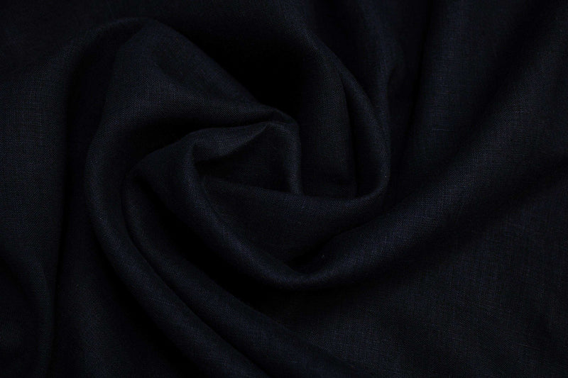Luca-S Natural Pure 100% Linen Wrinkled Fabric Black Color Luca-S Linen Fabrics - HobbyJobby