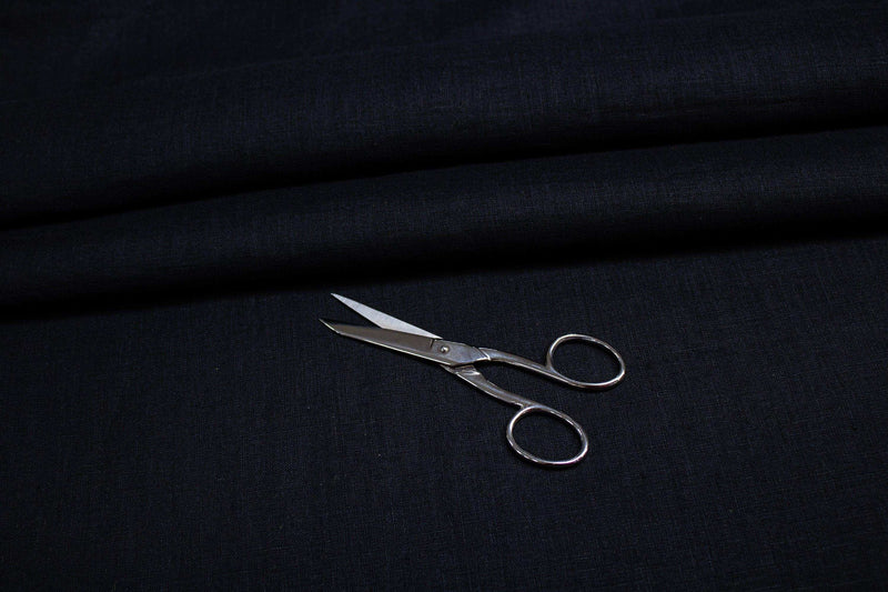 Luca-S Natural Pure 100% Linen Wrinkled Fabric Black Color Luca-S Linen Fabrics - HobbyJobby