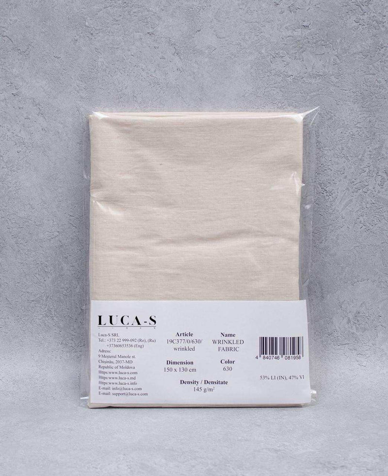 Luca-S Natural Pure Linen Wrinkled Fabric Light Beige Color Luca-S Linen Fabrics - HobbyJobby