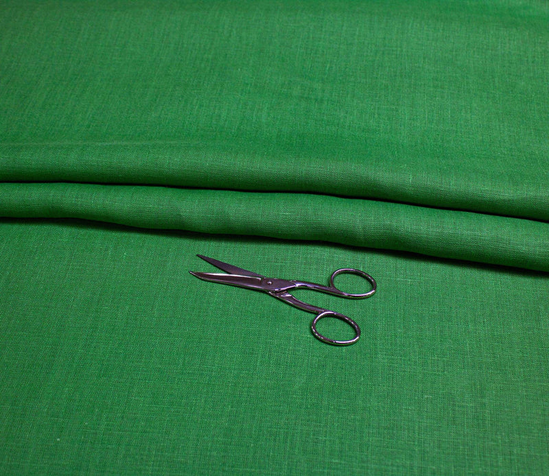 Luca-S Pure Natural 100% Linen Soft Fabric Grass Green Color Luca-S Linen Fabrics - HobbyJobby