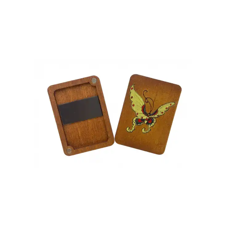 WOODEN NEEDLE CASE "BUTTERFLY" (HAND-PAINTED) KF056/3