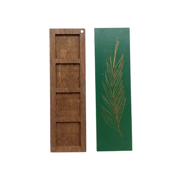 WOODEN BOX FOR BEADS "LEAF. GREEN" KF057/7