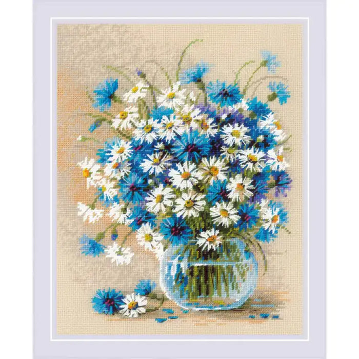 Cross Stitch Kit Riolis - "DAISIES AND CORNFLOWERS" 24X30 CM SR2249