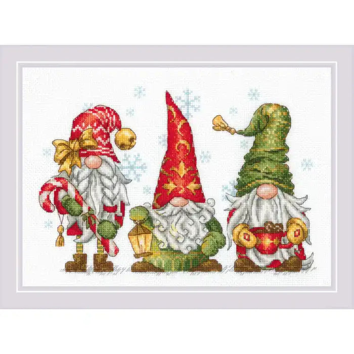 Cross Stitch Kit Riolis - JOLLY GNOMES 30X21 SR2234