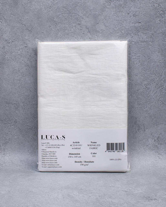 Luca-S Natural Pure 100% Linen Wrinkled Fabric Natural White Color Luca-S Linen Fabrics - HobbyJobby