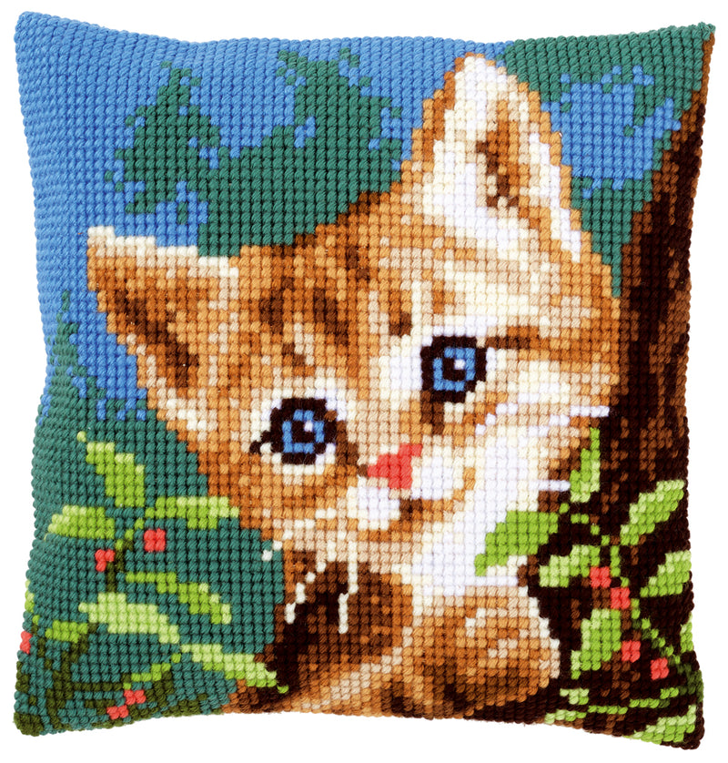 Cross Stitch Cushion Kit Vervaco - Cat on a tree