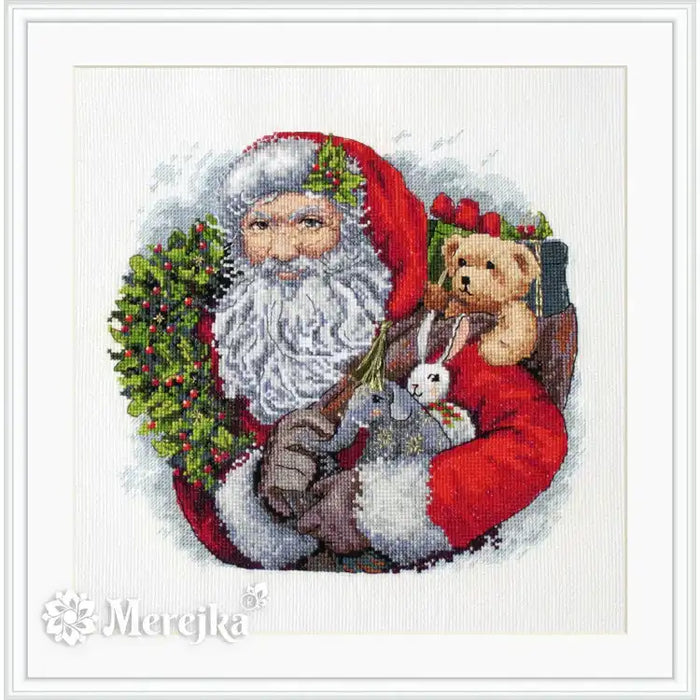 Cross Stitch Kit Merejka - SALE SANTA WITH WREATH SK133