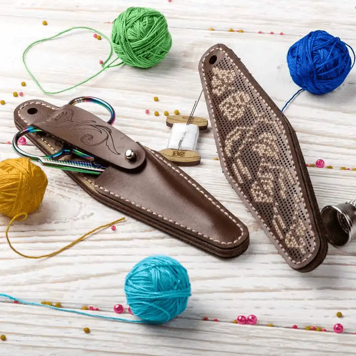 Scissor Case Needlecraft Kit - Leather Scissor Case Wonderland Crafts Scissor Cases - HobbyJobby
