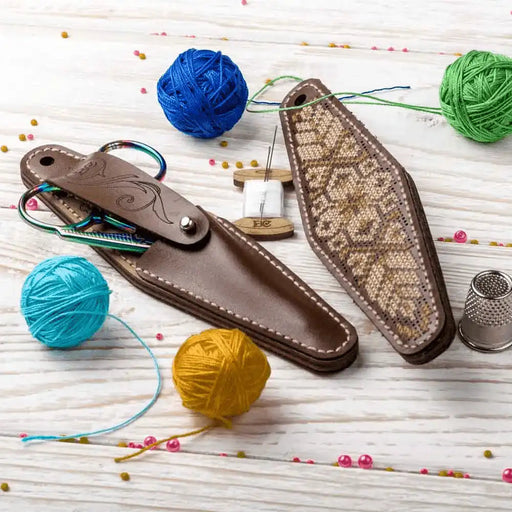 Scissor Case Needlecraft Kit - Leather Scissor Case Wonderland Crafts Scissor Cases - HobbyJobby