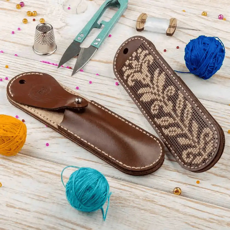 Scissor Leather Case Kit - Needlecraft Scissor Case, Scissor Holder Wonderland Crafts Scissor Cases - HobbyJobby