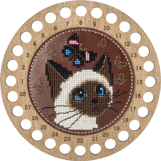 Thread Organizer Needlecraft Kit on Leather - Wooden Organizer for Threads Wonderland Crafts Floss Organizer - HobbyJobby