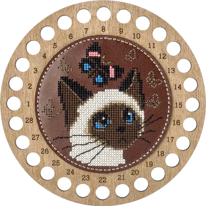 Thread Organizer Needlecraft Kit on Leather - Wooden Organizer for Threads Wonderland Crafts Floss Organizer - HobbyJobby