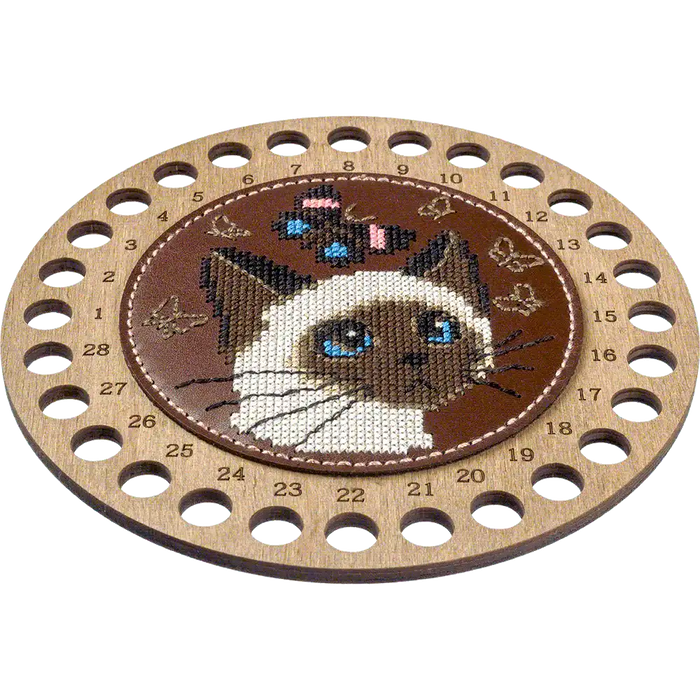 Thread Organizer Needlecraft Kit on Leather - Wooden Organizer for Threads Wonderland Crafts Floss Organizer - HobbyJobby