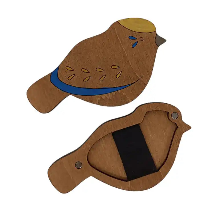 WOODEN NEEDLE CASE. BIRD BLUE KF056/110-1