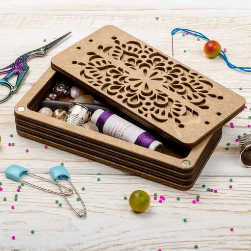 Wooden Storage Box for Handcrafts Wonderland Crafts Organizer Box - HobbyJobby