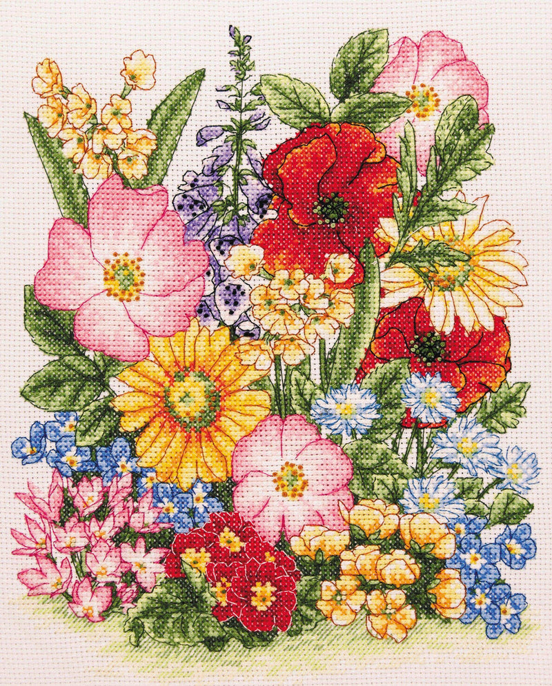 Anchor Cross Stitch Kit - Meadow Flowers Cross Stitch Kits - HobbyJobby