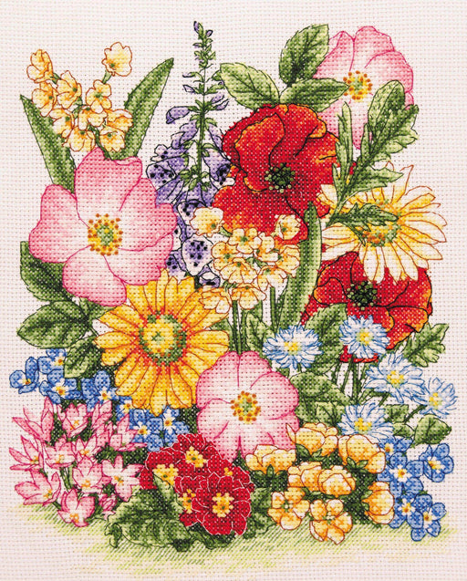 Anchor Cross Stitch Kit - Meadow Flowers Cross Stitch Kits - HobbyJobby