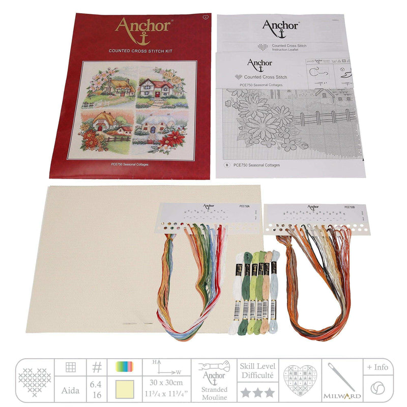 Anchor Cross Stitch Kit - Seasonal Cottages Cross Stitch Kits - HobbyJobby