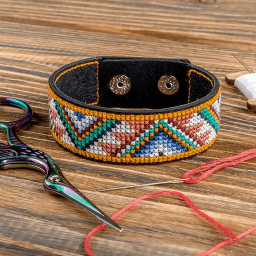 Bracelet Needlecraft Kit - Cross Stitch Kits on Leather Wonderland Crafts Bracelet Kits - HobbyJobby