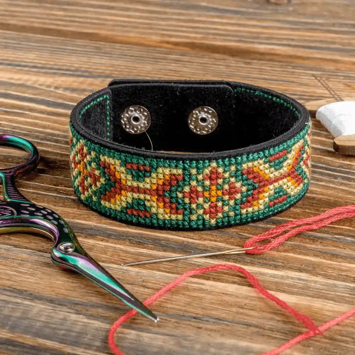 Bracelet Needlecraft Kit - Cross Stitch Kits on Leather Wonderland Crafts Bracelet Kits - HobbyJobby