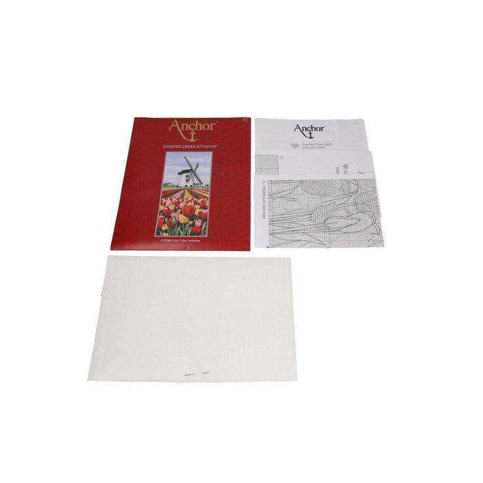 Cross Stitch Kit Anchor - Dutch Tulips Landscape Cross Stitch Kits - HobbyJobby