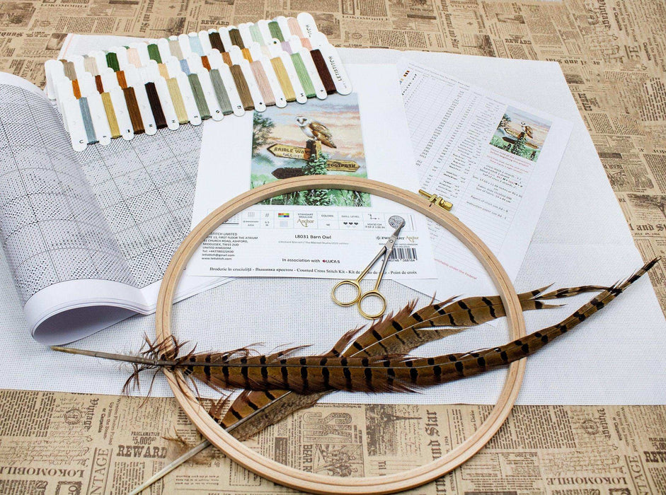 Cross Stitch Kit LetiStitch - Barn Owl, L8031 Cross Stitch Kits - HobbyJobby