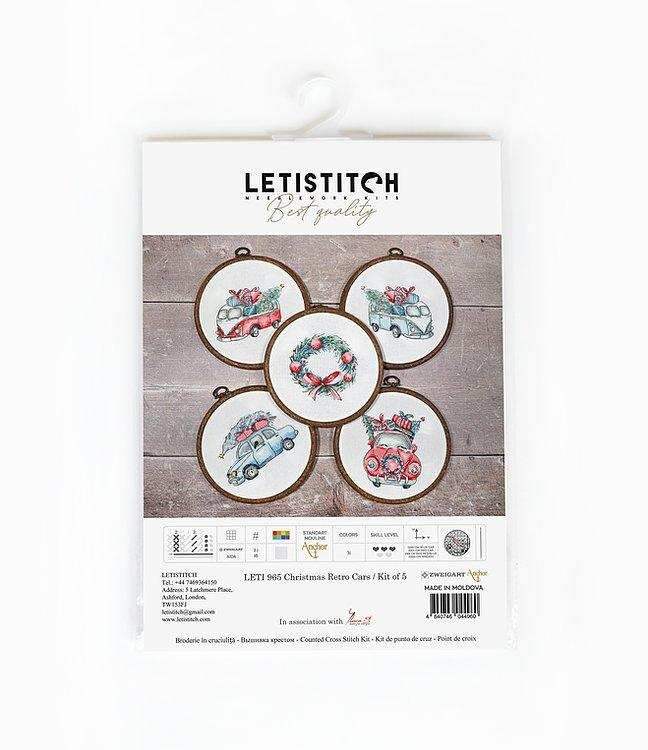 Cross Stitch Kit LetiStitch - Christmas Retro Cars / Kit of 5, Leti965 - HobbyJobby