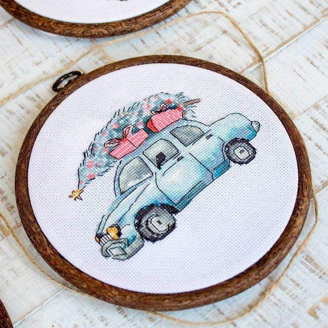 Cross Stitch Kit LetiStitch - Christmas Retro Cars / Kit of 5, Leti965 - HobbyJobby