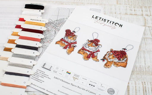 Cross Stitch Kit LetiStitch - Christmas Tigers Toys kit of 3 pieces - HobbyJobby