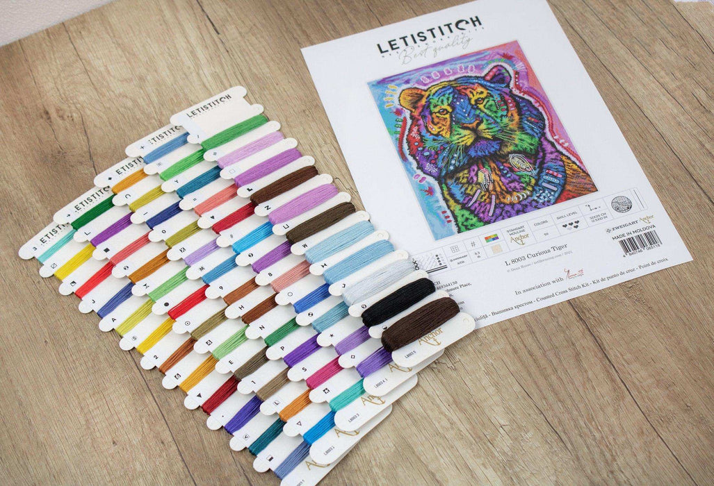 Cross Stitch Kit LetiStitch - Curious Tiger - HobbyJobby