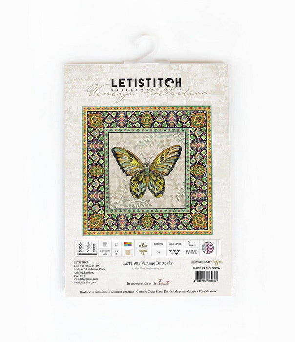 Cross Stitch Kit LetiStitch - Vintage Butterfly - HobbyJobby