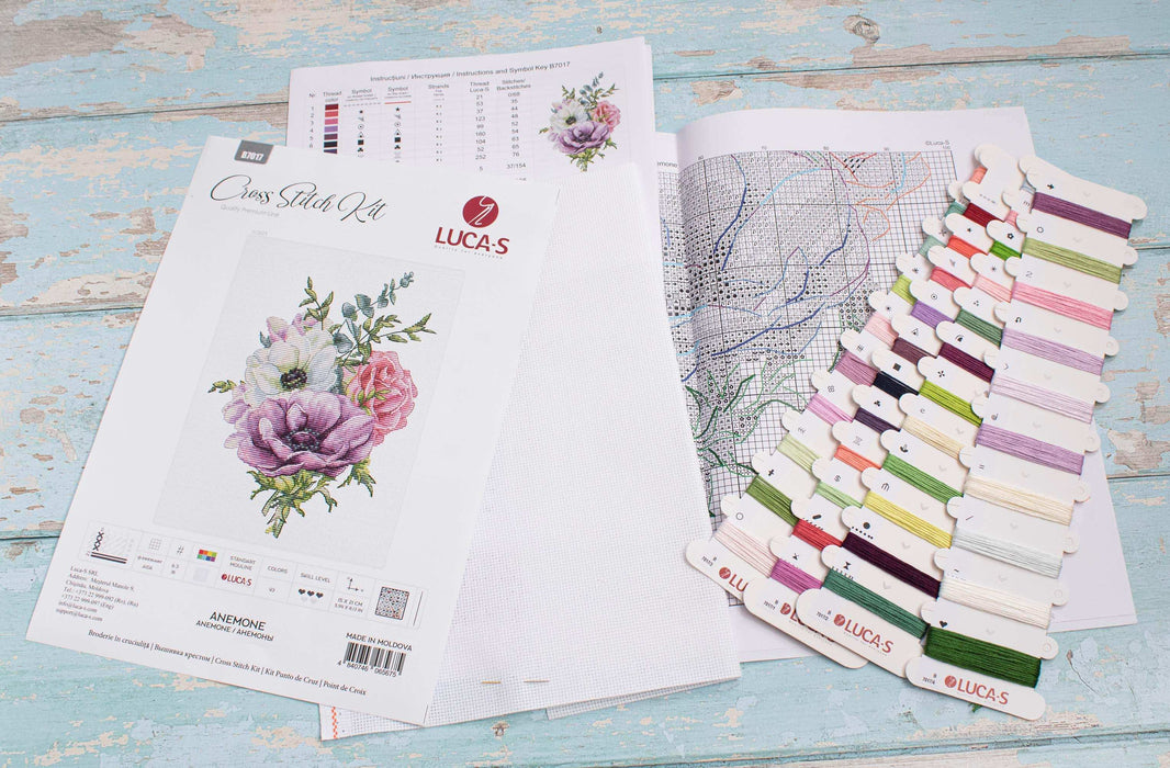 Cross Stitch Kit Luca-S - Anemone, B7017 Cross Stitch Kits - HobbyJobby