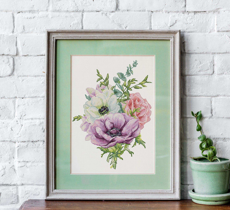 Cross Stitch Kit Luca-S - Anemone, B7017 Cross Stitch Kits - HobbyJobby