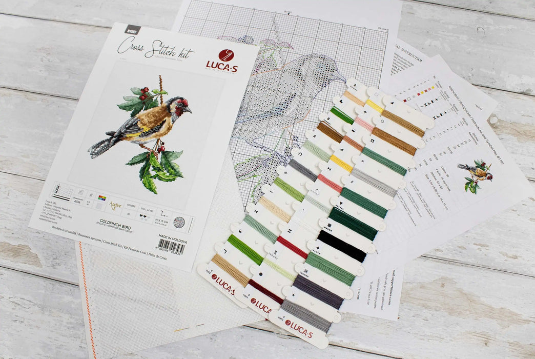 Cross Stitch Kit Luca-S - B1197 Goldfinch bird Cross Stitch Kits - HobbyJobby