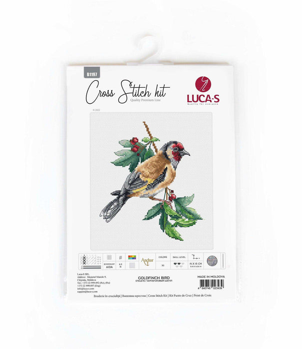 Cross Stitch Kit Luca-S - B1197 Goldfinch bird Cross Stitch Kits - HobbyJobby