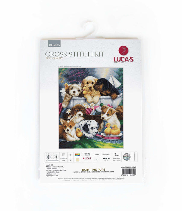 Cross Stitch Kit Luca-S - Bath Time Pups, BU5025 Cross Stitch Kits - HobbyJobby